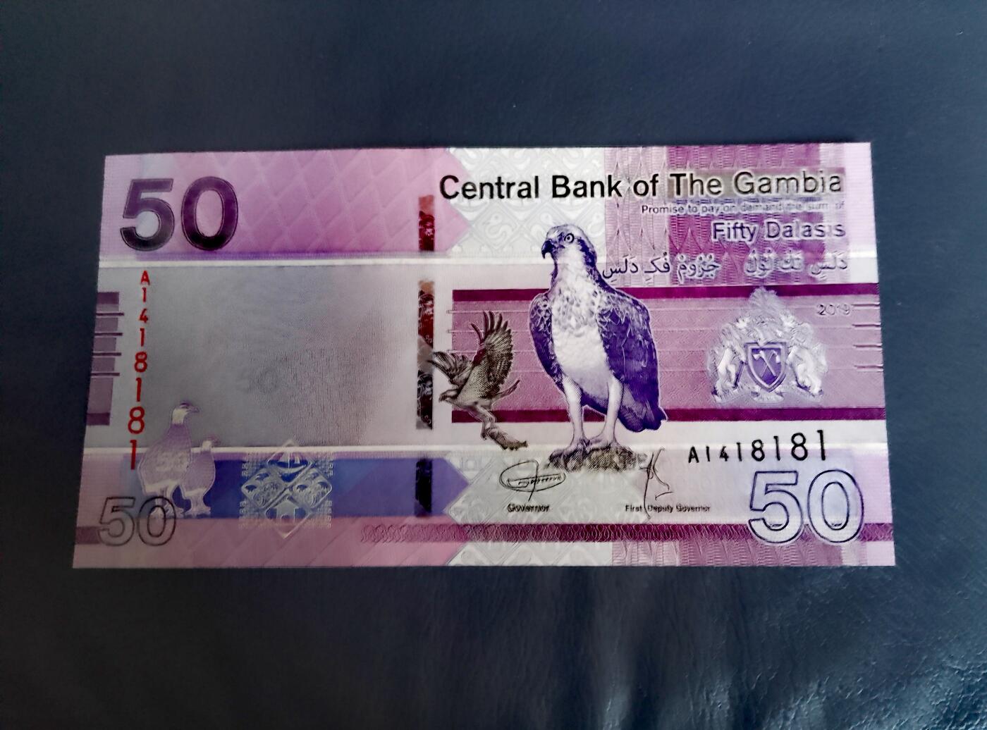 全新冈比亚2019年A冠5、10、20、50、100、200达拉西靓品纸币6枚一组
