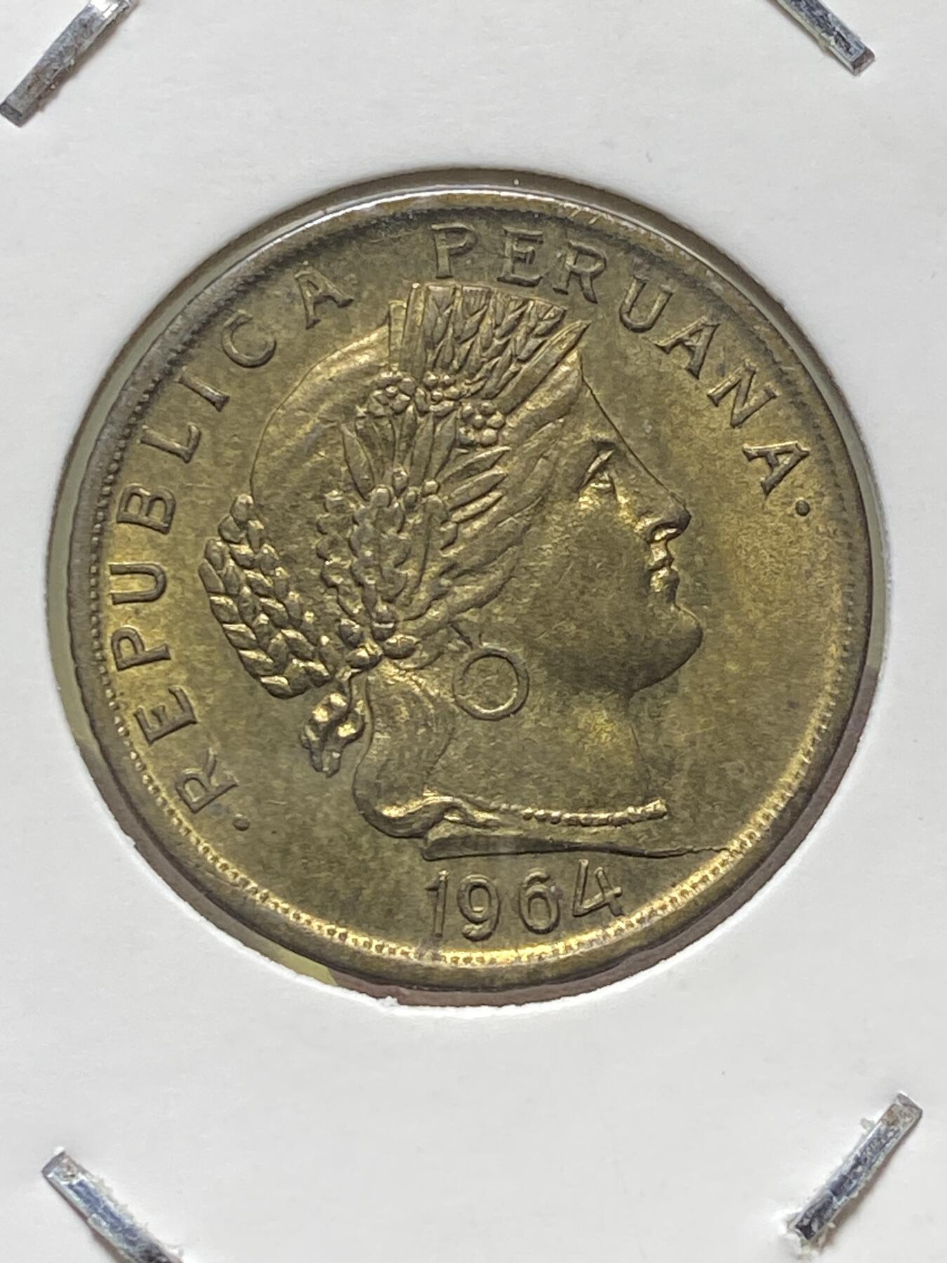 2025年第一百三十一场(总第一百五十七场）外国好品纸夹散币场(免佣金) 少见带光好品–秘鲁1964年10分(第八版10分)