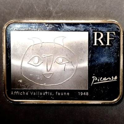 长老汇蛇年精选第七十六场拍卖 2010法国画家毕加索10欧元长方形彩色精制纪念银币，品相如图 