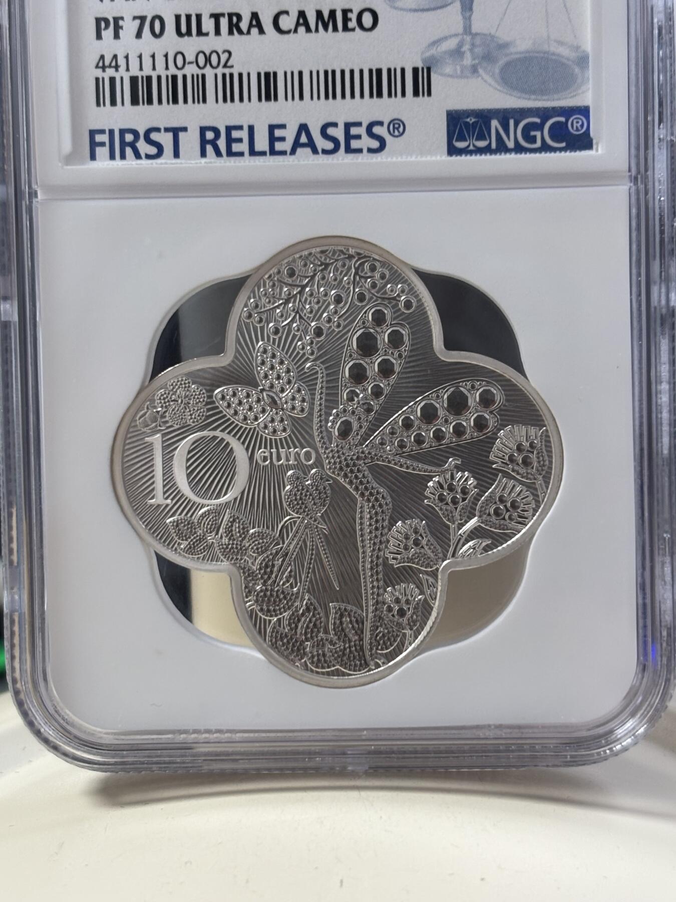 第182期拍卖 法国2016年魁宝系列梵克雅宝十字花形精制纪念银币NGC-PF70首无盒无证书，900银，22.2克，发行5000枚