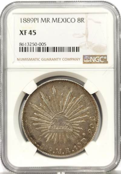 博洋堂世界钱币拍卖第147期（全场包邮） - NGC XF45 墨西哥花边鹰洋1889 PI 8里亚尔 老包浆美品