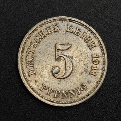 【淘币小摊】实时拍第八百零一拍   散币场   满百包邮可预留二周 每周一统一发货   - 德国1911年5芬妮镍币