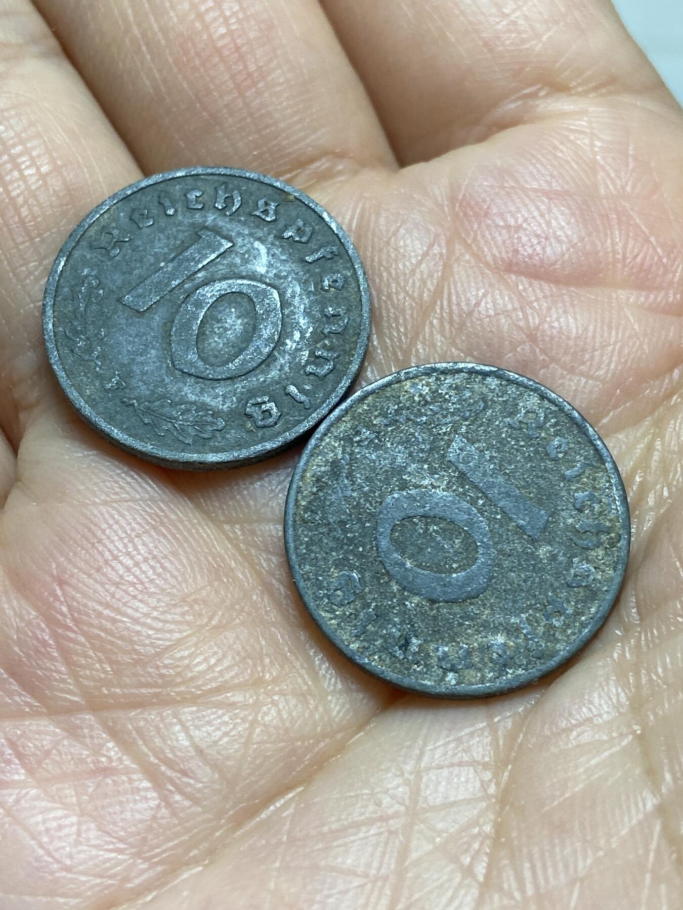 2025年第一百三十一场(总第一百五十七场）外国好品纸夹散币场(免佣金) 德意志第三帝国1940年1943年10芬尼(F标，斯图加特造)