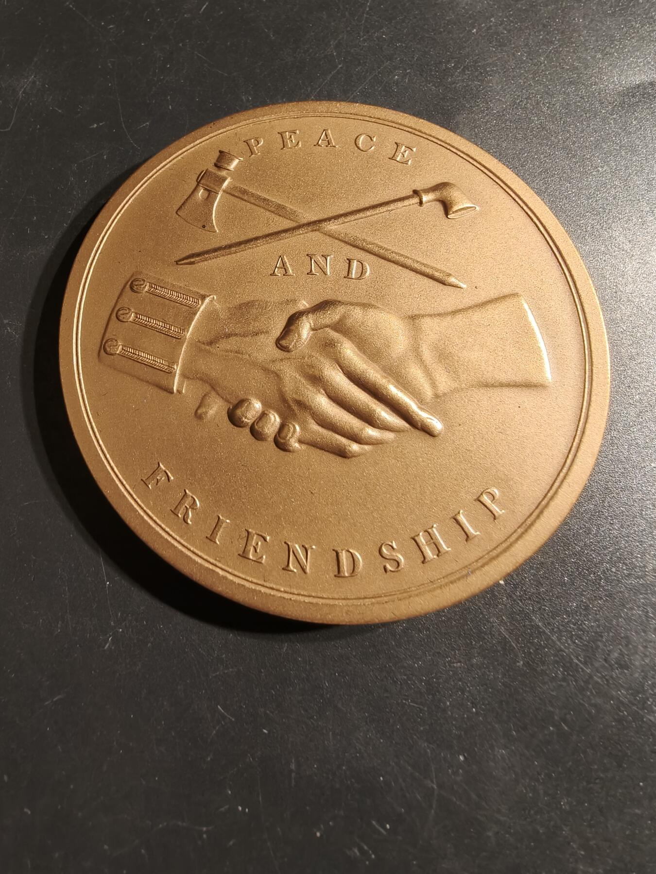 老王徽章第164期 美国铸币局约翰•昆西•亚当斯总统大铜章     原盒带证书     直径76mm.    重量210g.     1825年上任