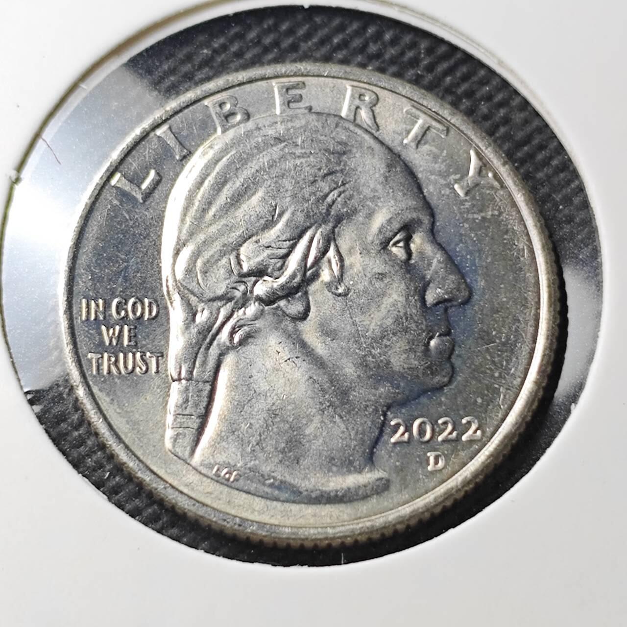 KK钱币收藏小铺  第374场  2月预留时间 周末发货  2022美国25分纪念币