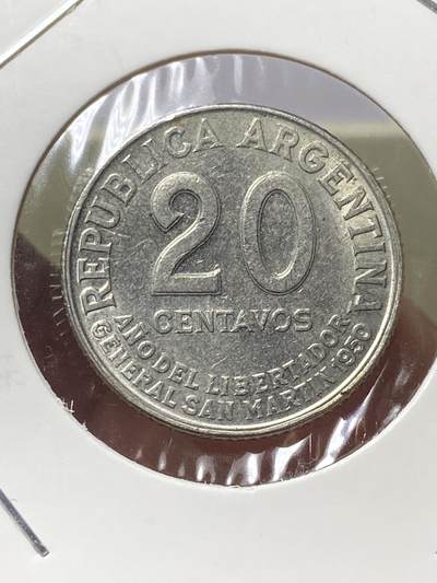 2025年第一百三十一场(总第一百五十七场）外国好品纸夹散币场(免佣金) - 阿根廷🇦🇷1950单年份20分(圣马丁逝世100周年纪念币)