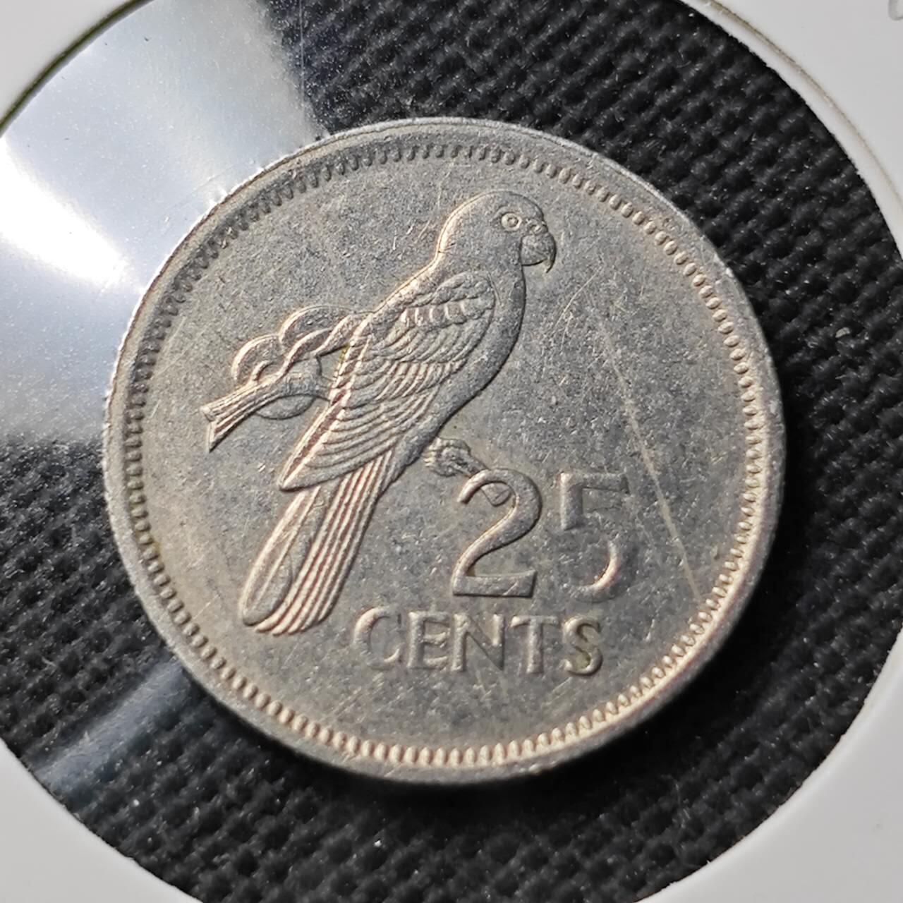 KK钱币收藏小铺  第374场  2月预留时间 周末发货  1982塞舌尔25分