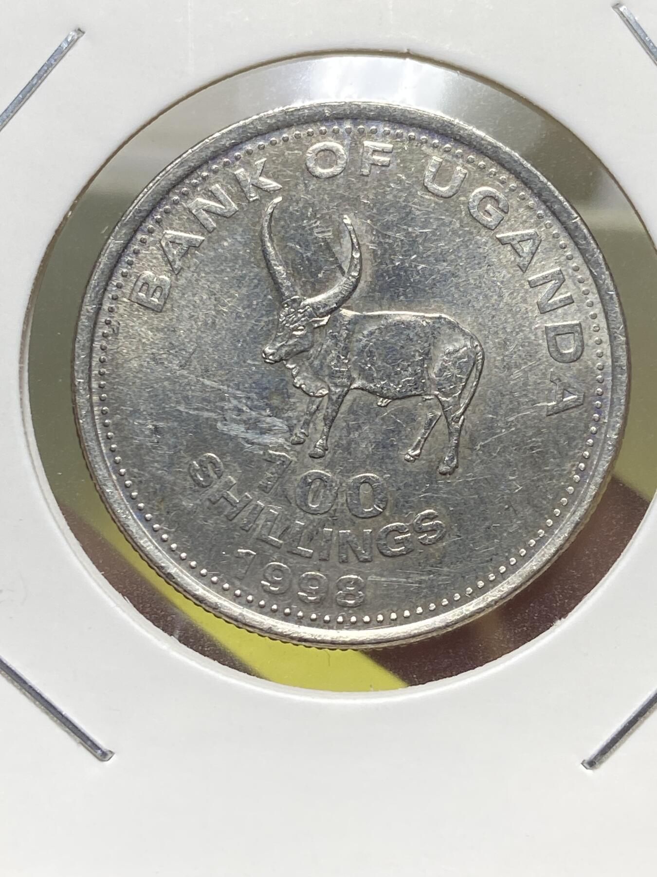 2025年第一百三十一场(总第一百五十七场）外国好品纸夹散币场(免佣金) 乌干达🇺🇬1998年100先令(第三套第一版，铜镍材质无磁版，首发年)