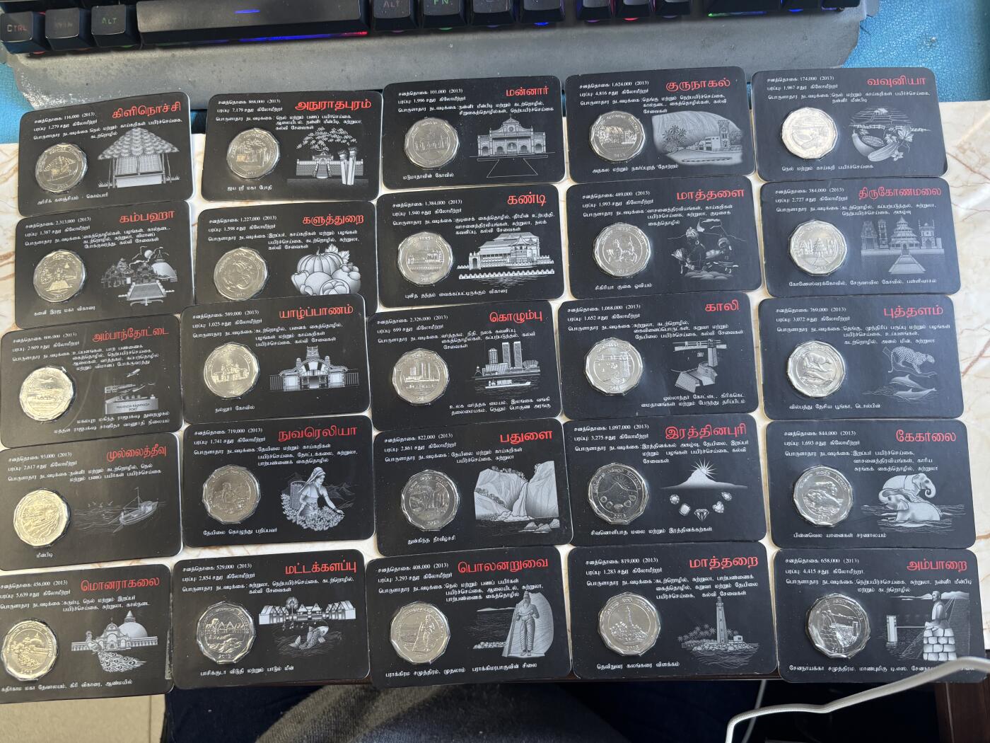 第182期拍卖 2013年斯里兰卡10卢布纪念币套（共25枚）斯里兰卡所有行政区 卡装，单枚在10美元左右