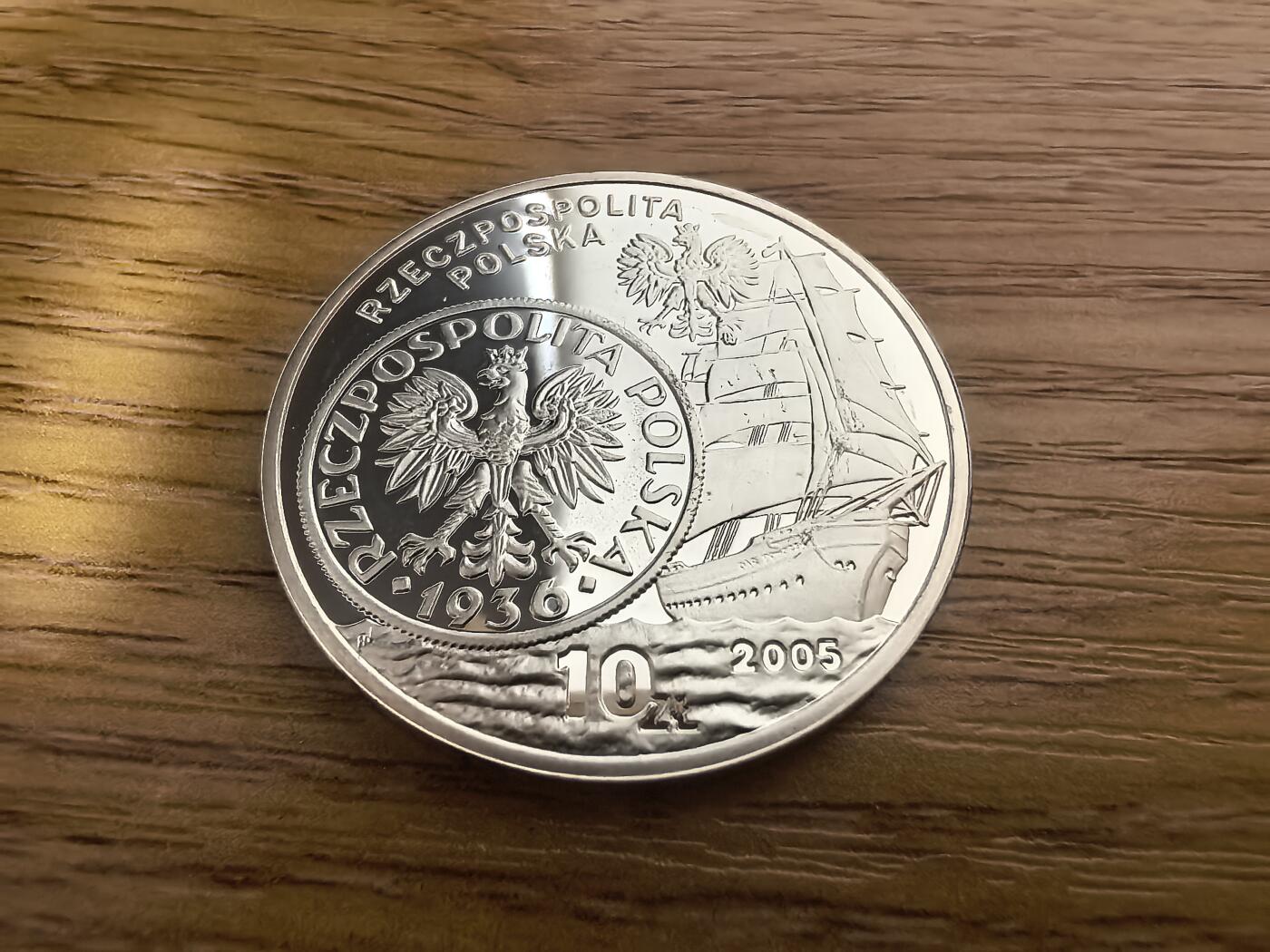 长老汇蛇年精选第七十五场拍卖 2005波兰帆船10兹罗提精制银币，币中币，14.14克925银