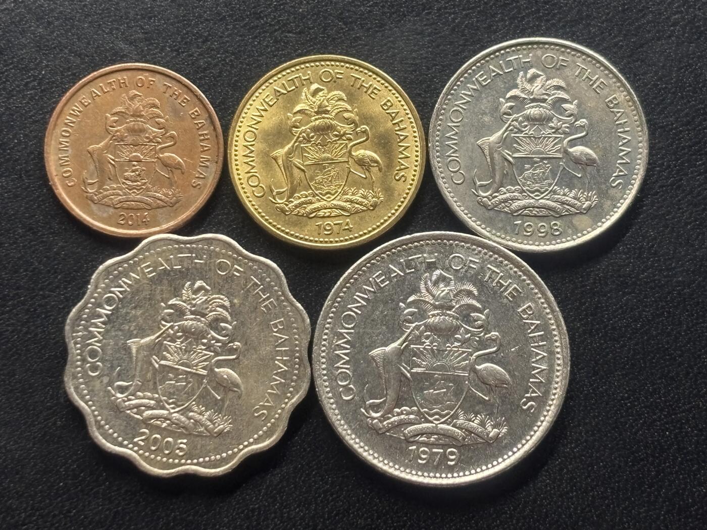 邮泉阁限时拍卖第三十六场 美洲硬币专场（硬币在国外。请付邮费6元。） 巴哈马5枚