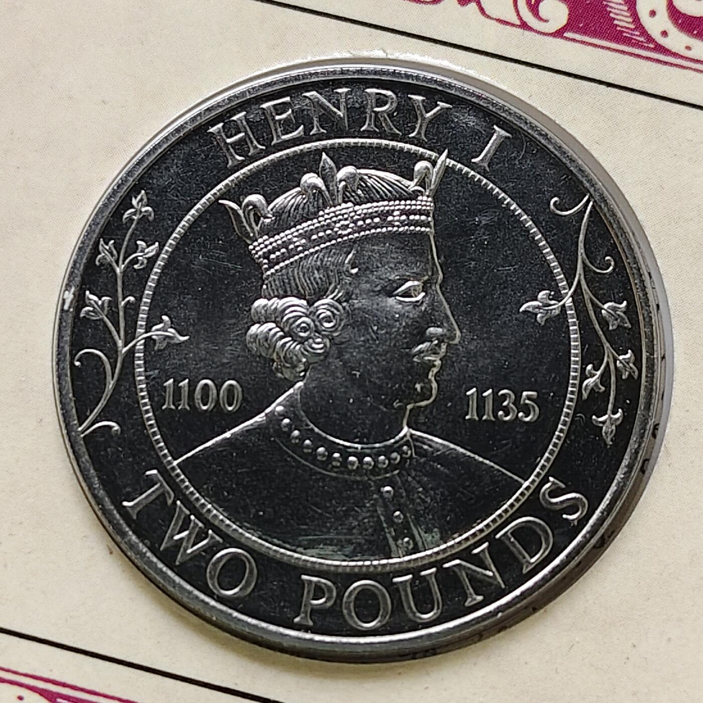 【全场包邮】纯粹捡漏拍479场（免费代拍第16场） 根西1989年2镑亨利一世官方封装纪念币-量10000