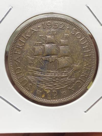 2025年第一百三十一场(总第一百五十七场）外国好品纸夹散币场(免佣金) - 英属南非1952年1便士(乔治六世逝世年，第三版关门年仅发行2年)