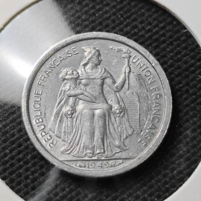 KK钱币收藏小铺  第374场  2月预留时间 周末发货 -  1949法属新喀里多尼亚50分 早年份