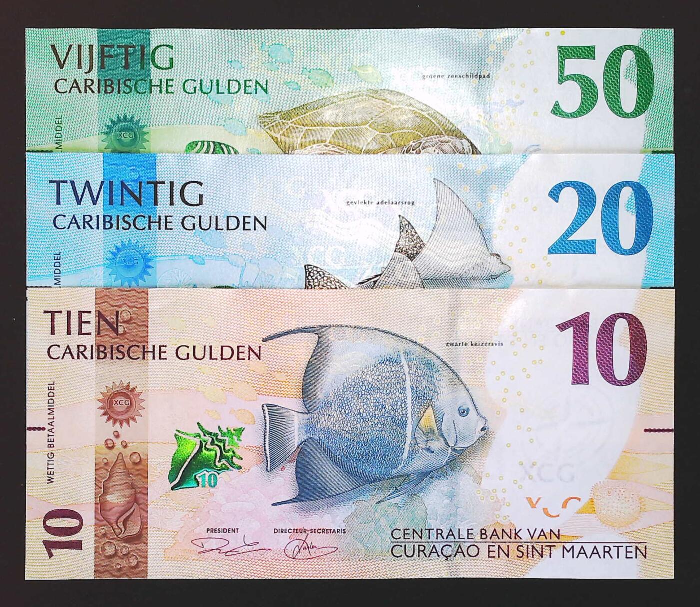 世界靓号纸钞第七十八期 2025年库拉索10-20-50盾 三张都是无47 尾58同 全新UNC