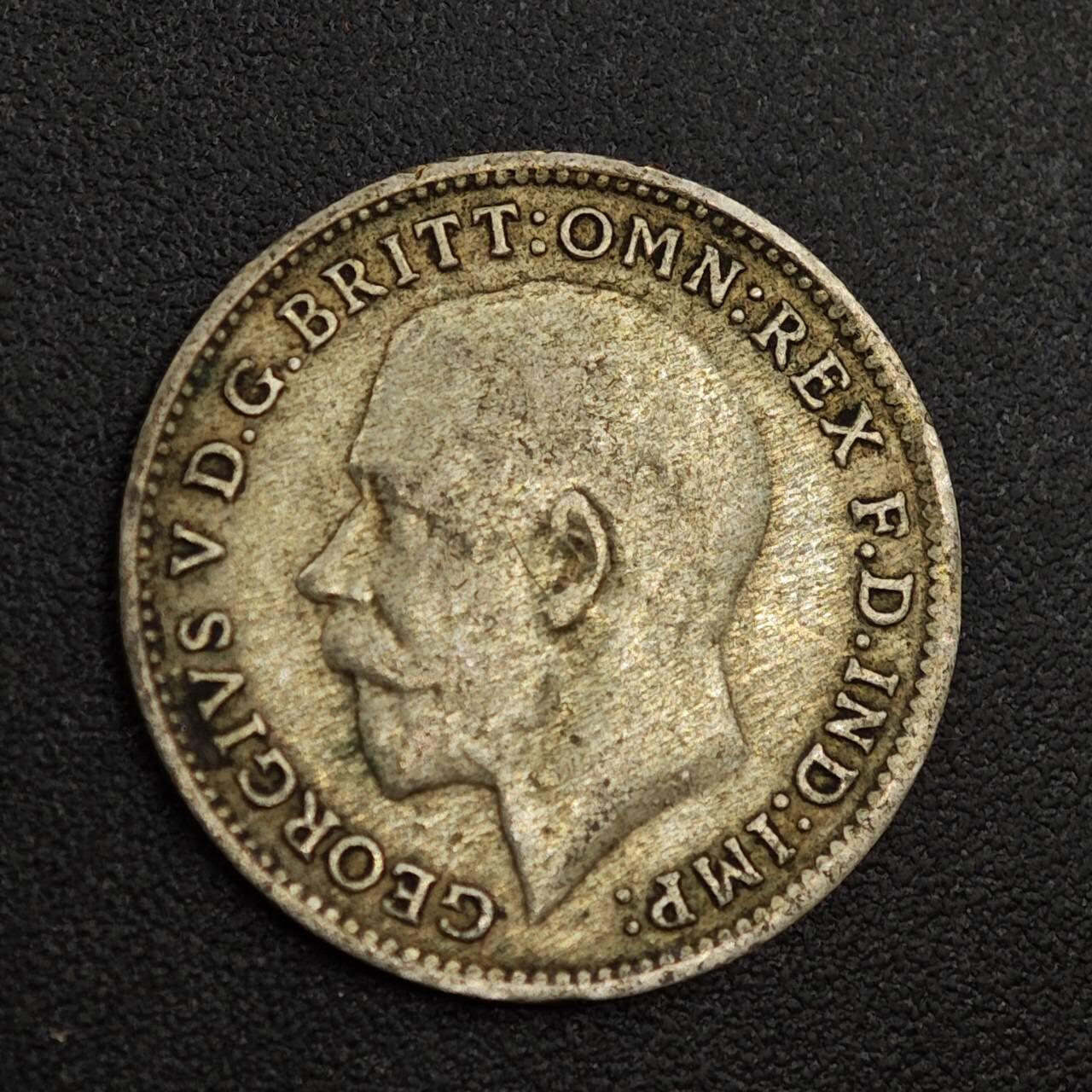 【淘币小摊】实时拍第八百零一拍   散币场   满百包邮可预留二周 每周一统一发货   英国1921年乔治五世3便士银币