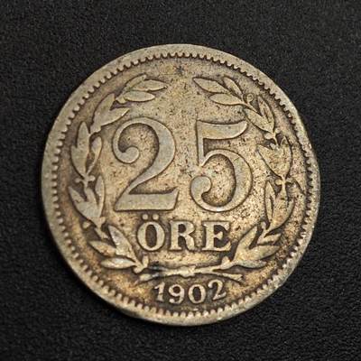 【淘币小摊】实时拍第八百零一拍   散币场   满百包邮可预留二周 每周一统一发货   - 瑞典1902年25欧尔银币