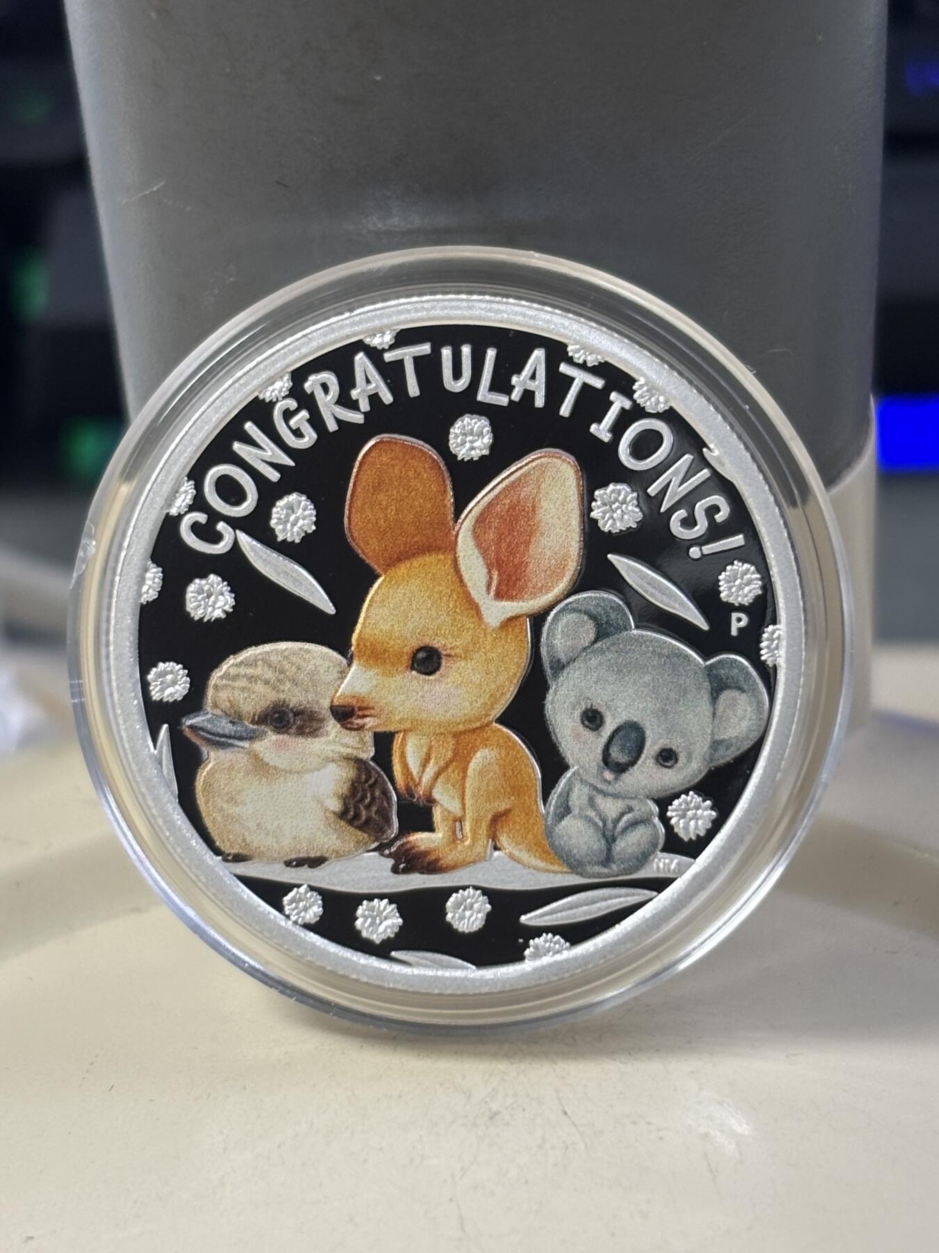 第182期拍卖 澳大利亚2023年新生宝宝半盎司彩色纪念银币，1/2盎司，9999银