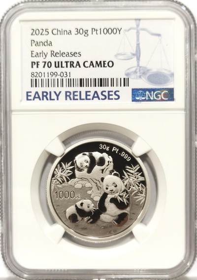 博洋堂世界钱币拍卖第147期（全场包邮） - NGC PF70UC 2025最新熊猫铂金币1000元面值满分早期标！铂金现在疯狂补涨，以前比黄金更贵的贵金属！有早期比没有贵一千以上！
