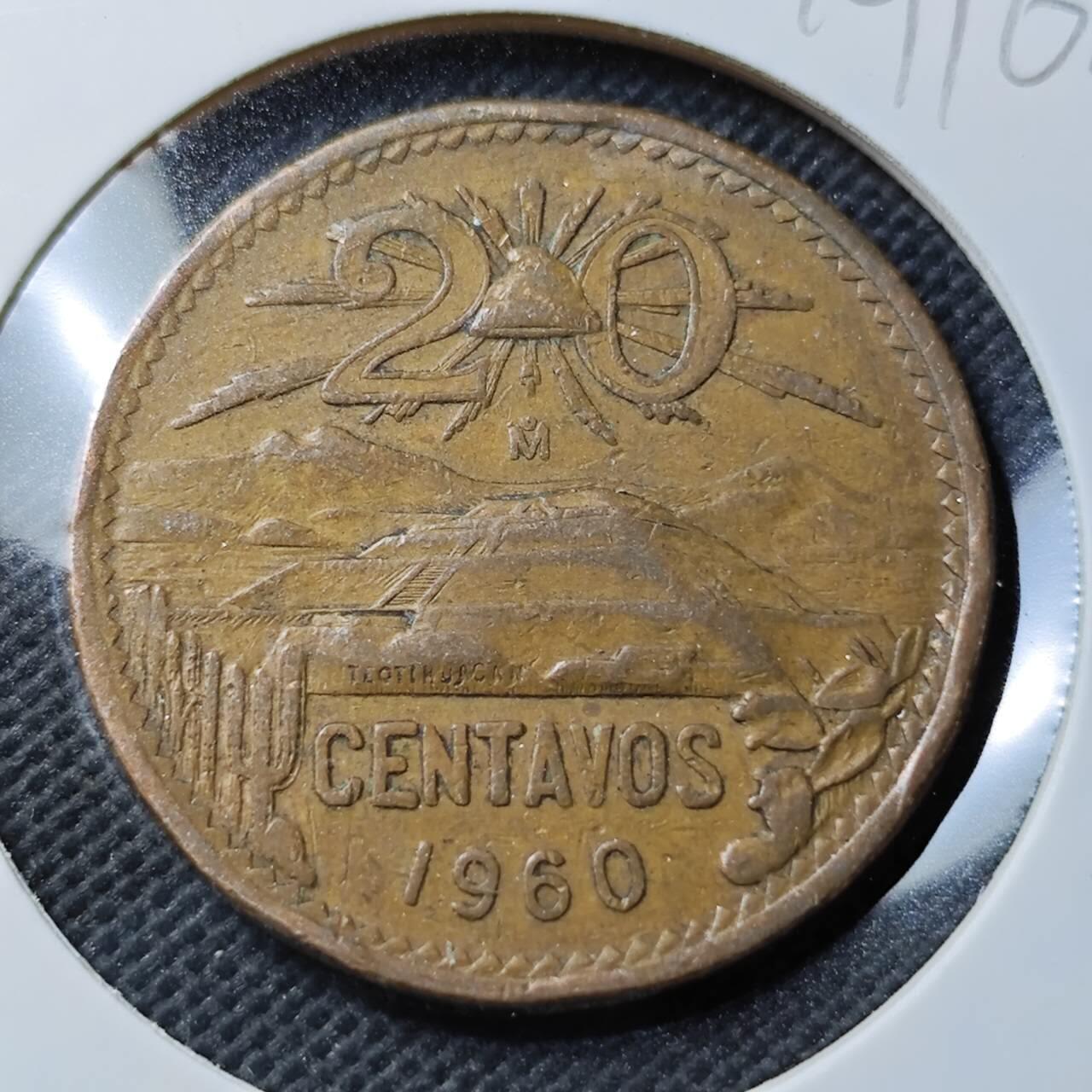 KK钱币收藏小铺  第374场  2月预留时间 周末发货  1960墨西哥20分