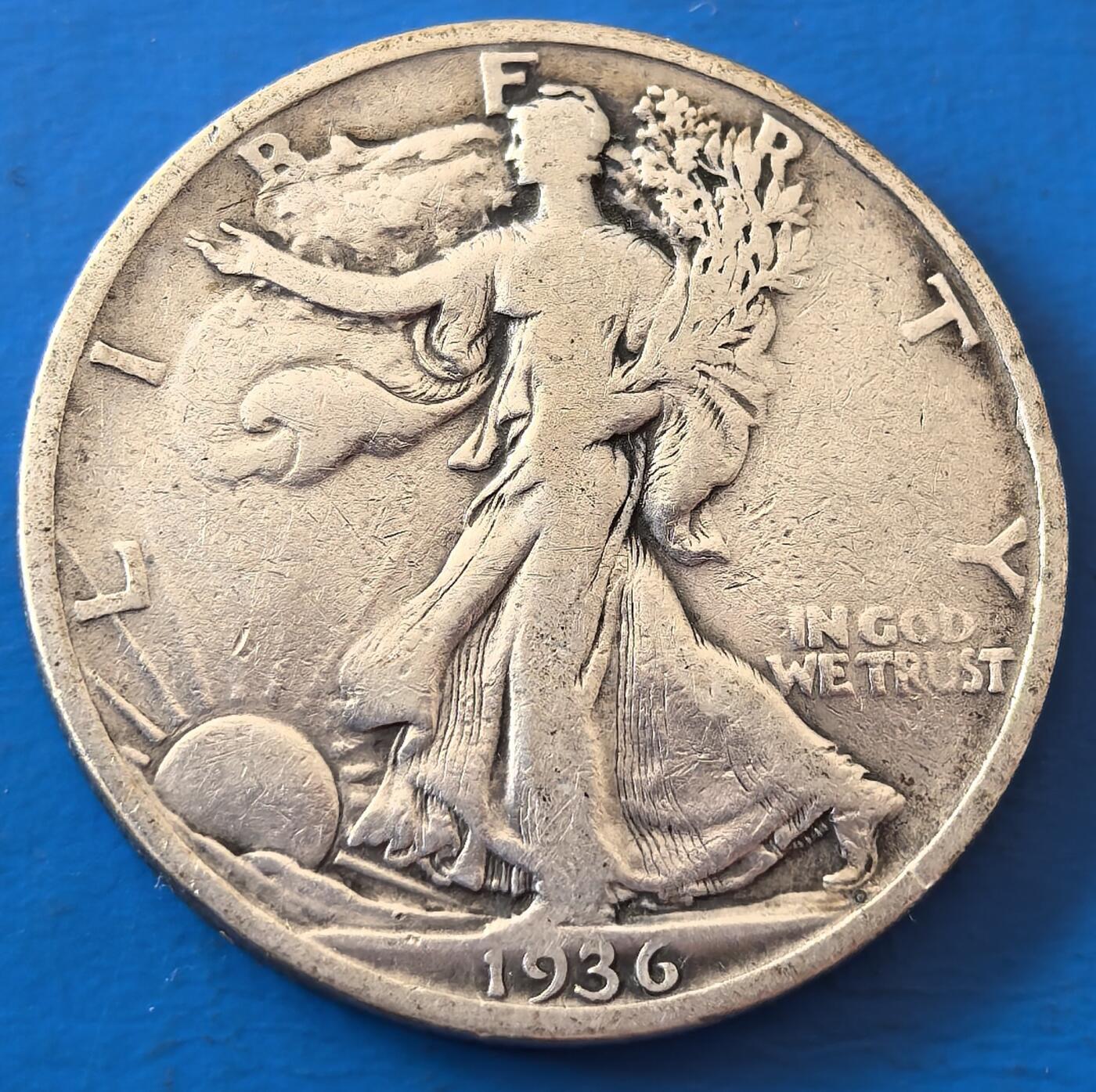 外国优质老铜币银币，周六九点倒数截拍，满百包邮，可寄存半年，喜欢朋友微信扫描二维码可直接参拍 美国1936年50分银币背五彩S版