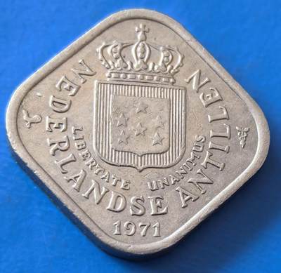 外国优质老铜币银币，周六九点倒数截拍，满百包邮，可寄存半年，喜欢朋友微信扫描二维码可直接参拍 - 荷属安德烈斯1971年5分