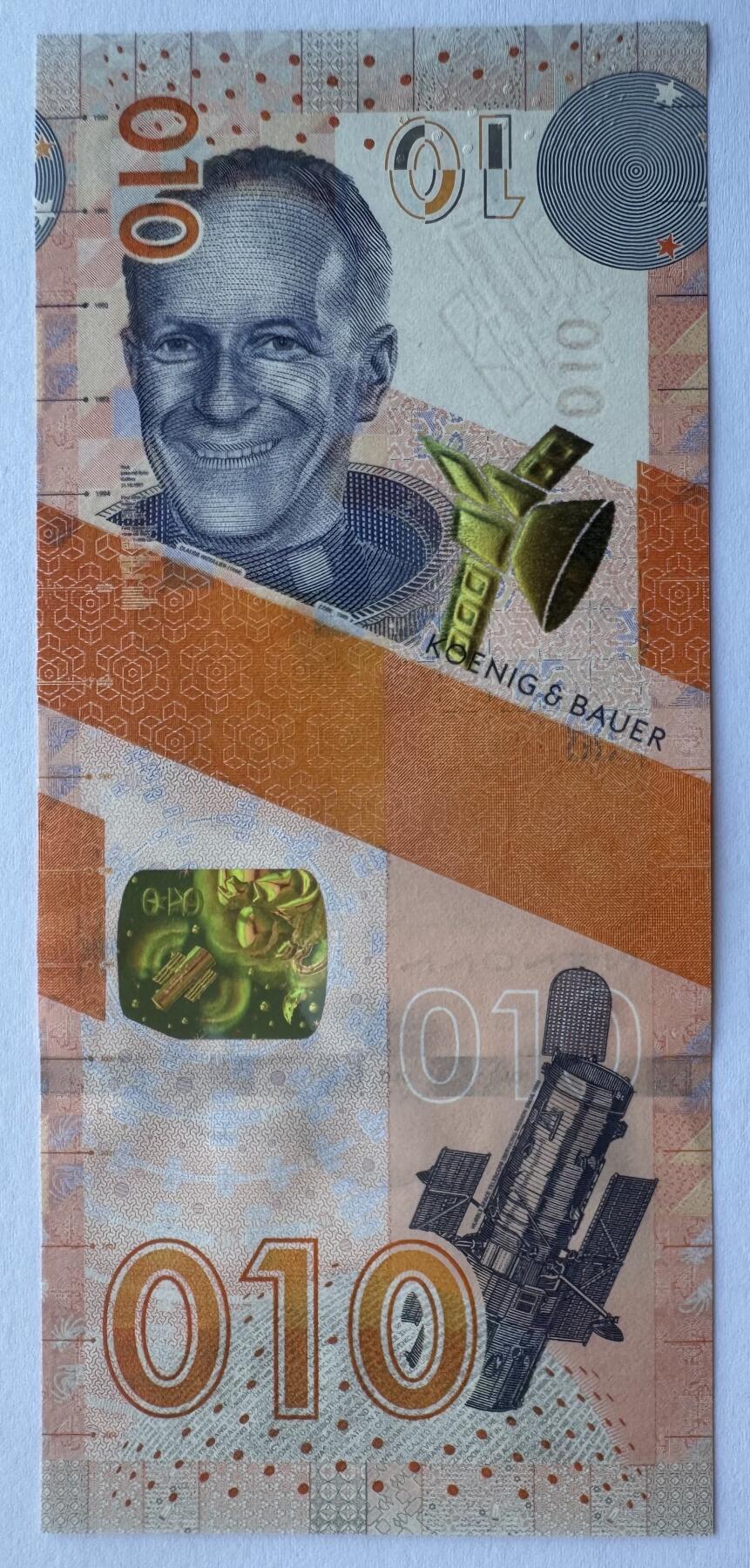 2025第25场（总第225期）：精品测试钞、纪念钞、塑料钞、连体钞综合场 瑞士高宝KBA 2021“莱卡～10”系列纸质测试钞UNC（SPARK Flow®DIMENSION 瑞士首位宇航员“克劳德•尼科里埃尔）