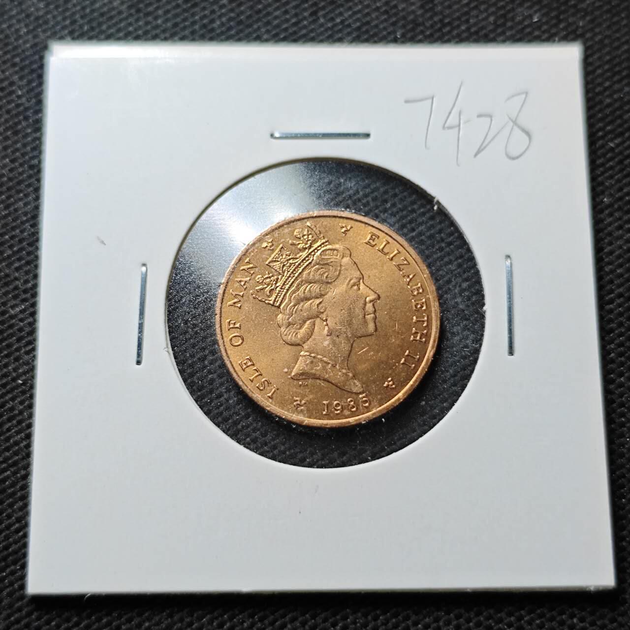 KK钱币收藏小铺  第374场  2月预留时间 周末发货  马恩岛1便士铜币 好品