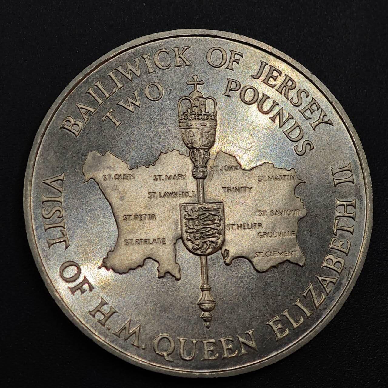 【淘币小摊】实时拍第八百零一拍   散币场   满百包邮可预留二周 每周一统一发货   泽西岛1989年女王访问2镑纪念币