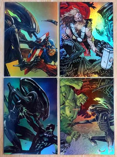 龙虎卡牌六四场 （无佣金，周六结拍，欢迎送拍） - 彩闪4张 美漫卡牌 漫威英雄大战异形