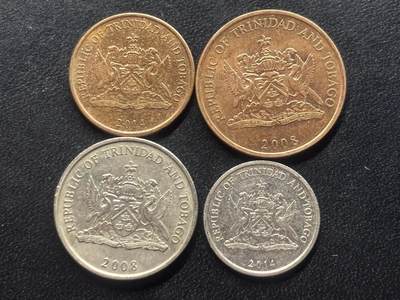 邮泉阁限时拍卖第三十六场 美洲硬币专场（硬币在国外。请付邮费6元。） - 特立尼达和多巴哥4枚