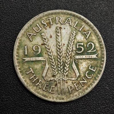 【淘币小摊】实时拍第八百零一拍   散币场   满百包邮可预留二周 每周一统一发货   - 澳大利亚1952年乔治六世3便士银币