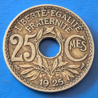 外国优质老铜币银币，周六九点倒数截拍，满百包邮，可寄存半年，喜欢朋友微信扫描二维码可直接参拍 - 法国1925年25分