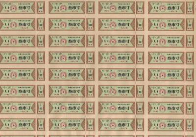 内蒙古自治区布票1982年叁市寸(3市寸) 50枚整版 未打孔 实物图 - 内蒙古自治区布票1982年叁市寸(3市寸) 50枚整版 未打孔 实物图