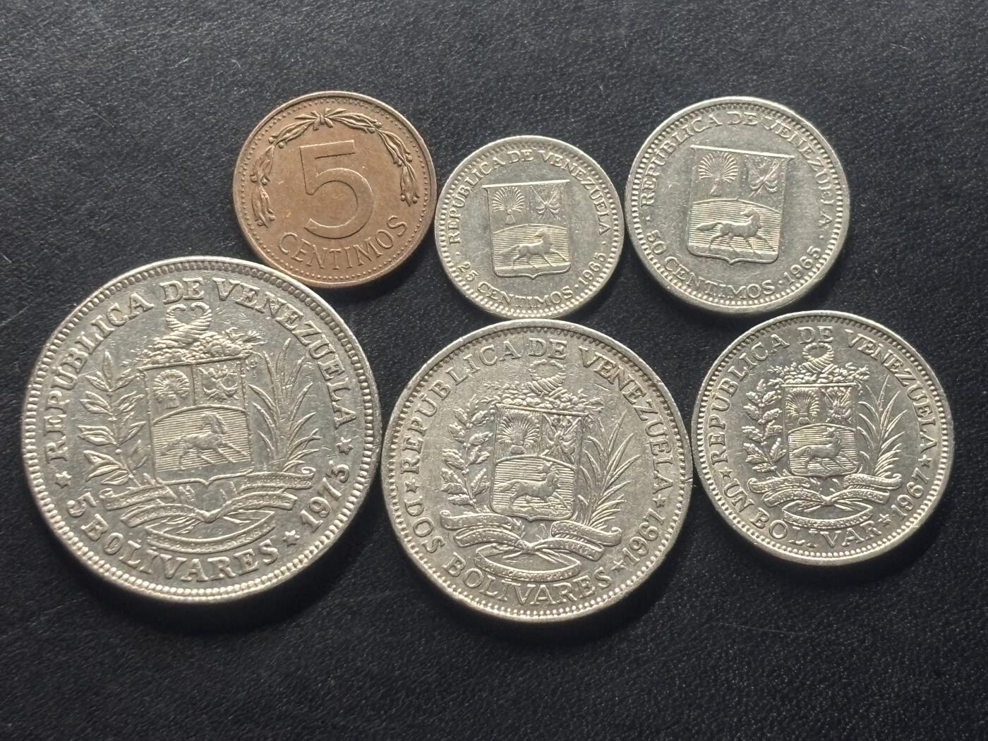 邮泉阁限时拍卖第三十六场 美洲硬币专场（硬币在国外。请付邮费6元。） 委内瑞拉1960、70年代6枚