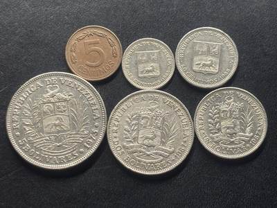 邮泉阁限时拍卖第三十六场 美洲硬币专场（硬币在国外。请付邮费6元。） - 委内瑞拉1960、70年代6枚