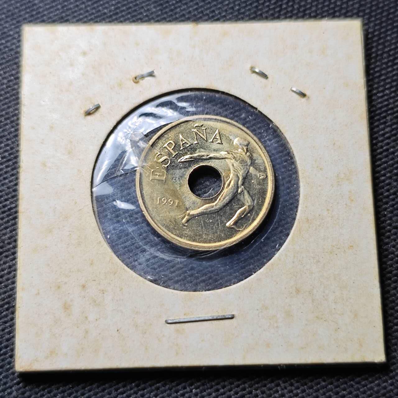 KK钱币收藏小铺  第374场  2月预留时间 周末发货  1991西班牙25比塞塔纪念币