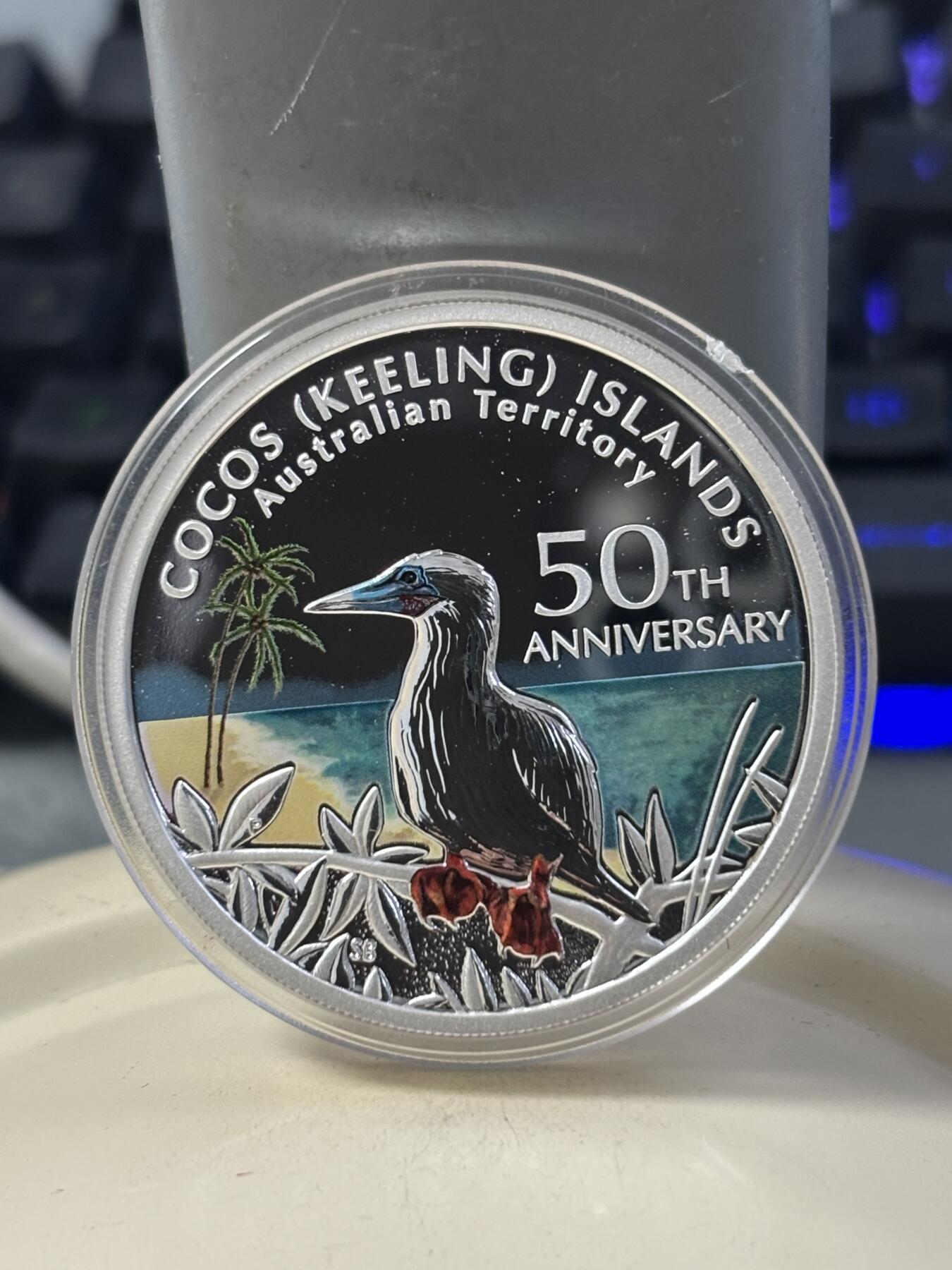 第182期拍卖 澳大利亚2005年基林科科斯领地50周年彩色银币，999银，1盎司