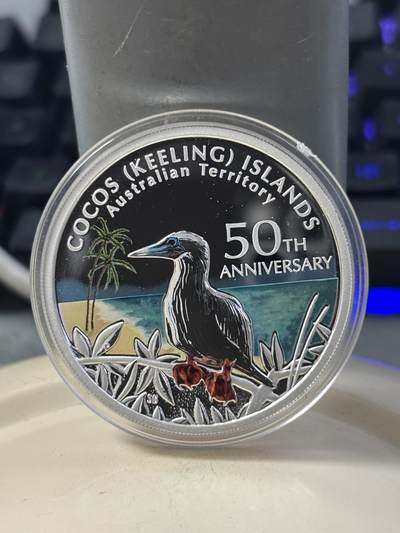 第182期拍卖 - 澳大利亚2005年基林科科斯领地50周年彩色银币，999银，1盎司