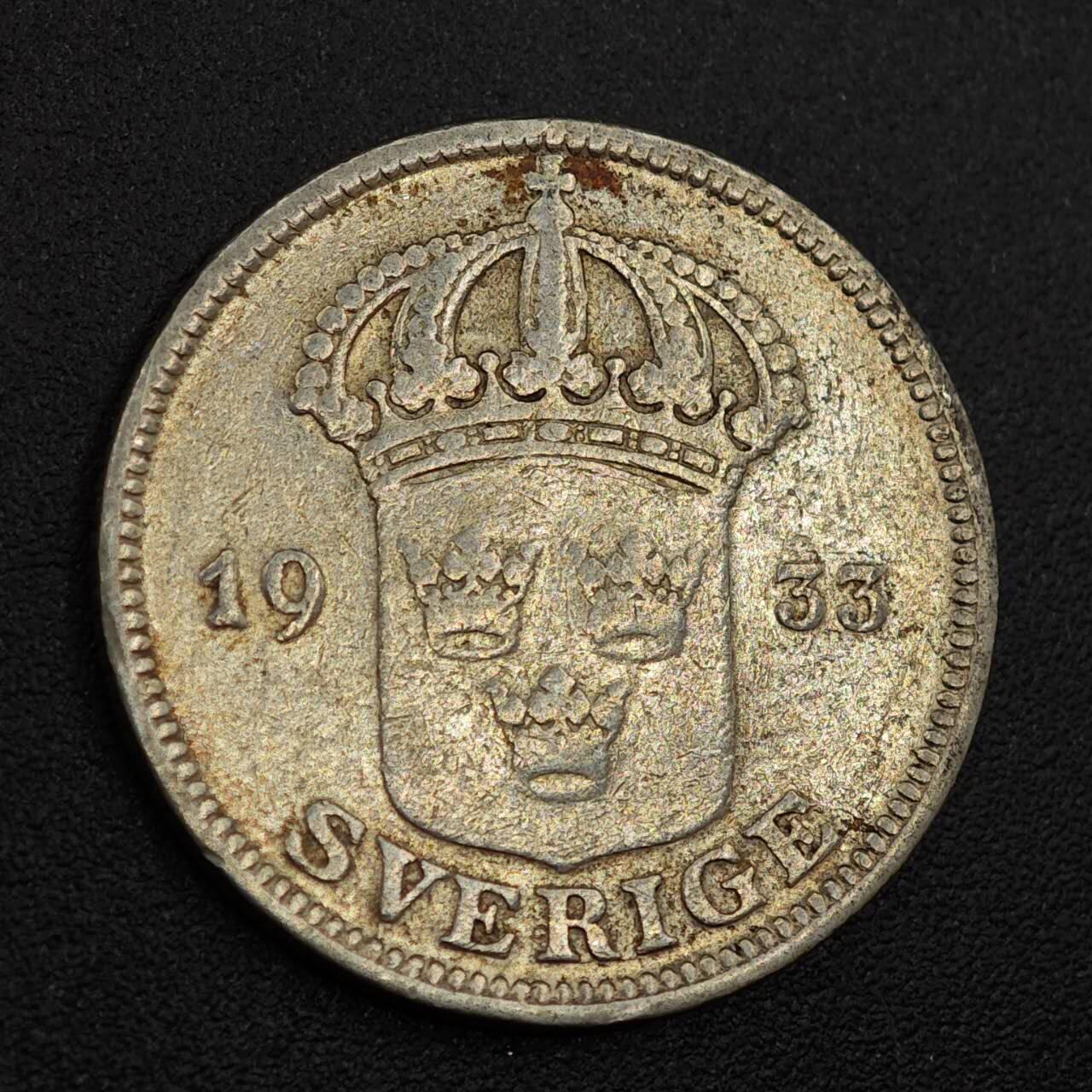 【淘币小摊】实时拍第八百零一拍   散币场   满百包邮可预留二周 每周一统一发货   瑞典1933年50欧尔银币