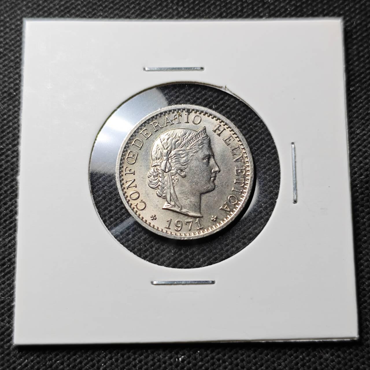 KK钱币收藏小铺  第374场  2月预留时间 周末发货  1971瑞士20分
