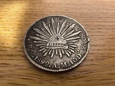 长老汇蛇年精选第七十五场拍卖 - 1892Mo AM墨西哥8R鹰洋，墨西哥城造币厂，有戳