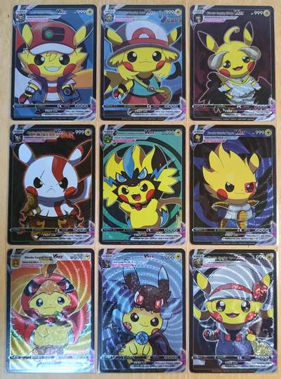龙虎卡牌六四场 （无佣金，周六结拍，欢迎送拍） - 粗闪9张 宝可梦系列卡牌 非官方 皮卡丘COS动漫角色
