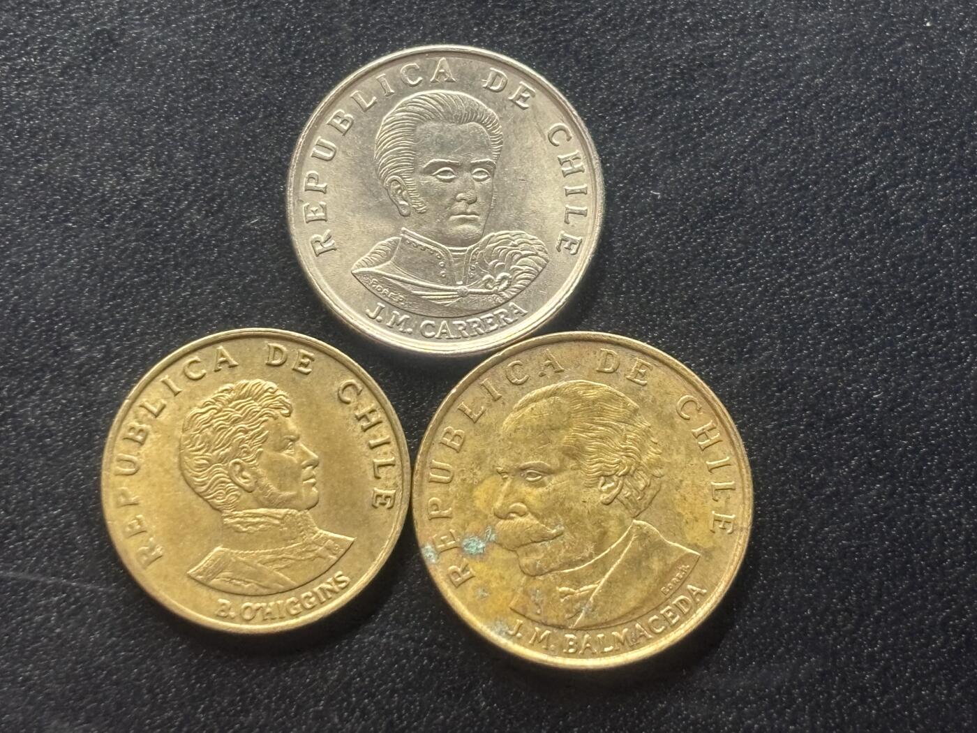 邮泉阁限时拍卖第三十六场 美洲硬币专场（硬币在国外。请付邮费6元。） 智利1970年代3枚