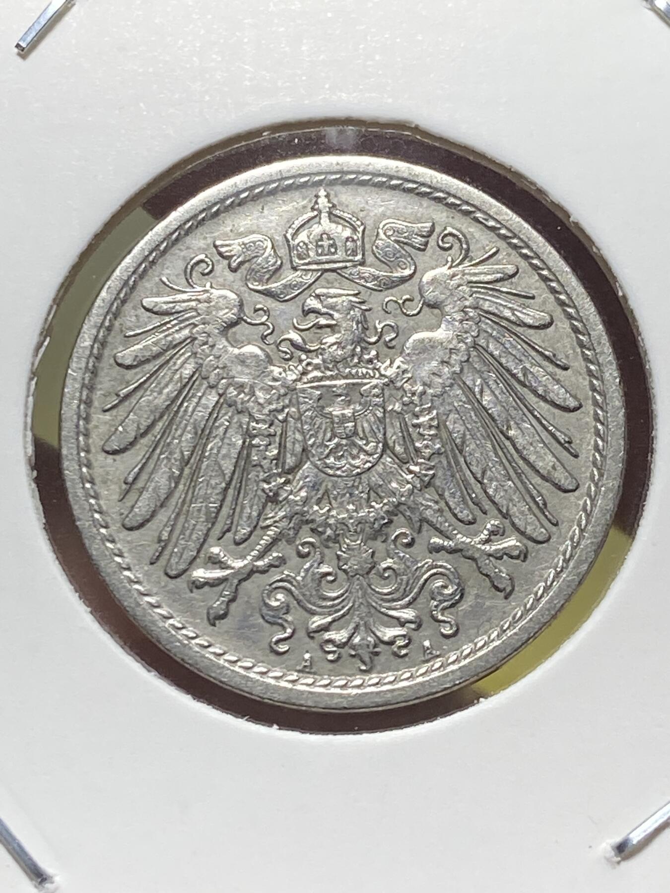 2025年第一百三十一场(总第一百五十七场）外国好品纸夹散币场(免佣金) 德意志帝国1912年10芬尼(威廉二世时期，A标柏林造)