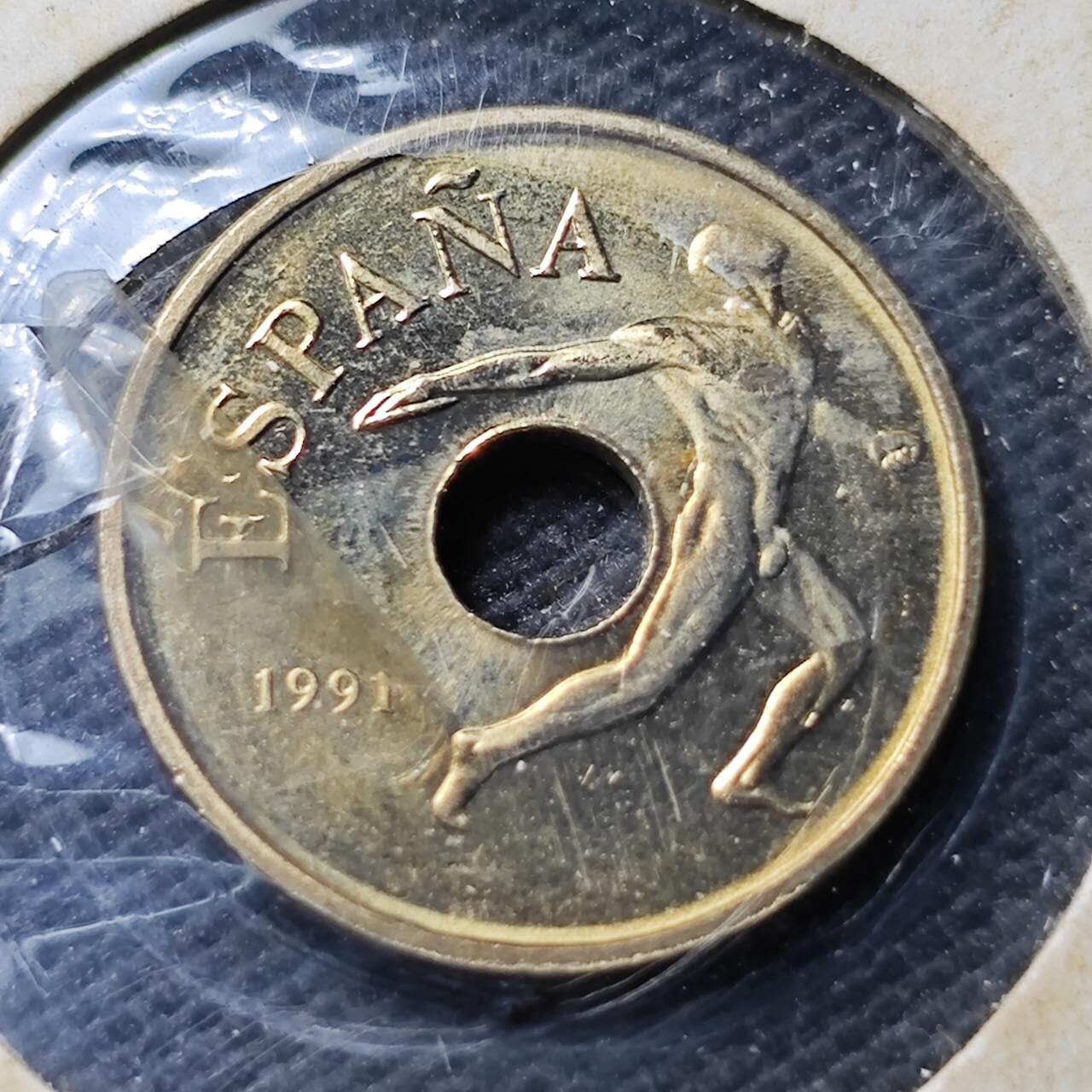 KK钱币收藏小铺  第374场  2月预留时间 周末发货  1991西班牙25比塞塔纪念币