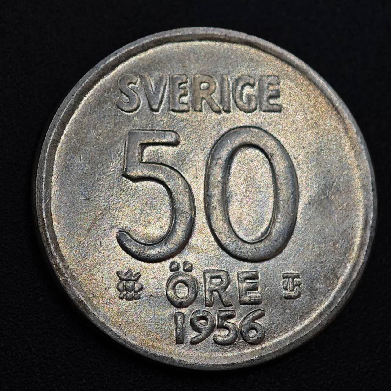 【淘币小摊】实时拍第八百零一拍   散币场   满百包邮可预留二周 每周一统一发货   瑞典1956年50欧尔银币