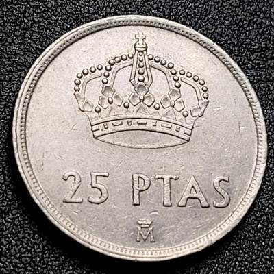 泉币菌-第133场-精品福利场 - 1982年 西班牙25比塞塔 皇冠 铜镍26.5mm 卡洛斯一世