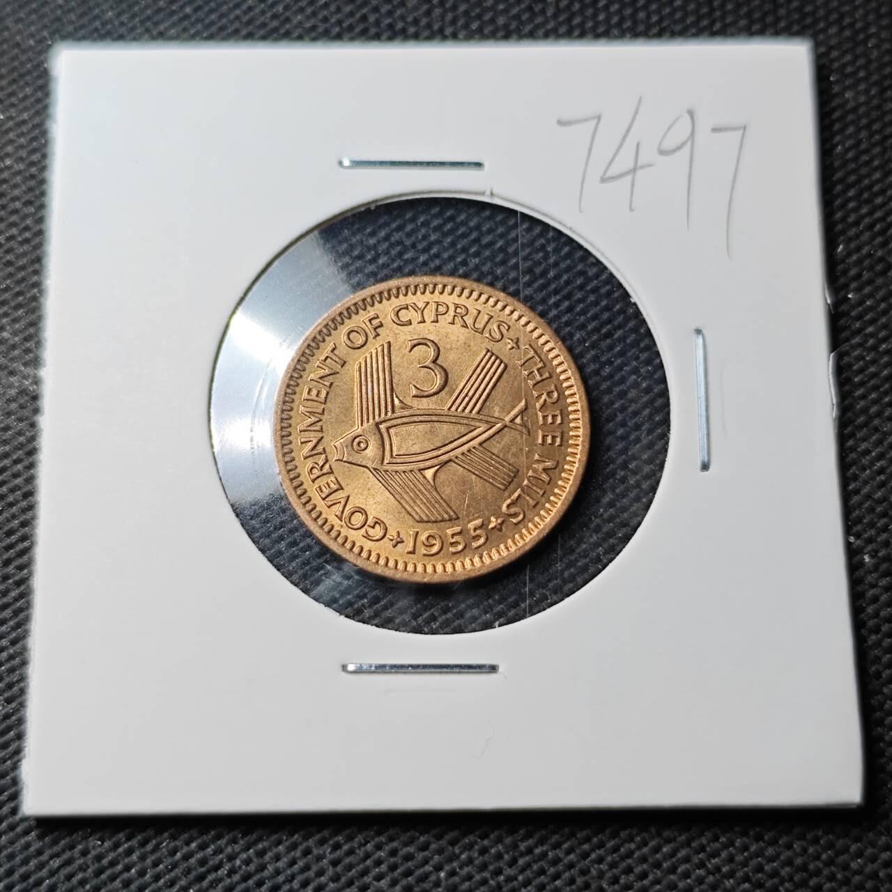 KK钱币收藏小铺  第374场  2月预留时间 周末发货  1955塞浦路斯3米尔铜币 好品