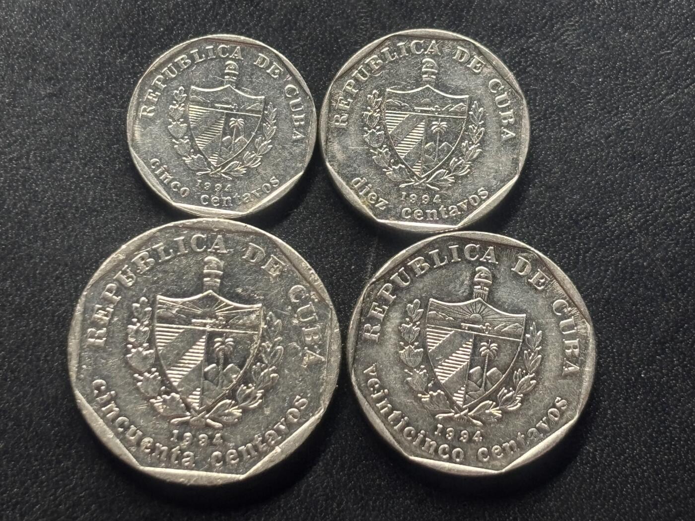 邮泉阁限时拍卖第三十六场 美洲硬币专场（硬币在国外。请付邮费6元。） 古巴1994年4枚